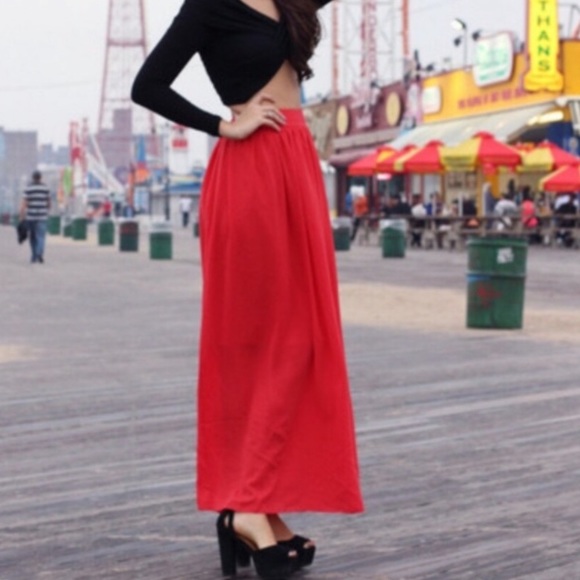 Banana Republic Dresses & Skirts - ‼️SOLD‼️Banana Republic Sheer Maxi Red Skirt